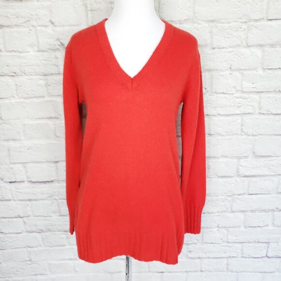 Anthropologie The Cashmere Collection Red Sweater V-neck Sz XS - Picture 1 of 12